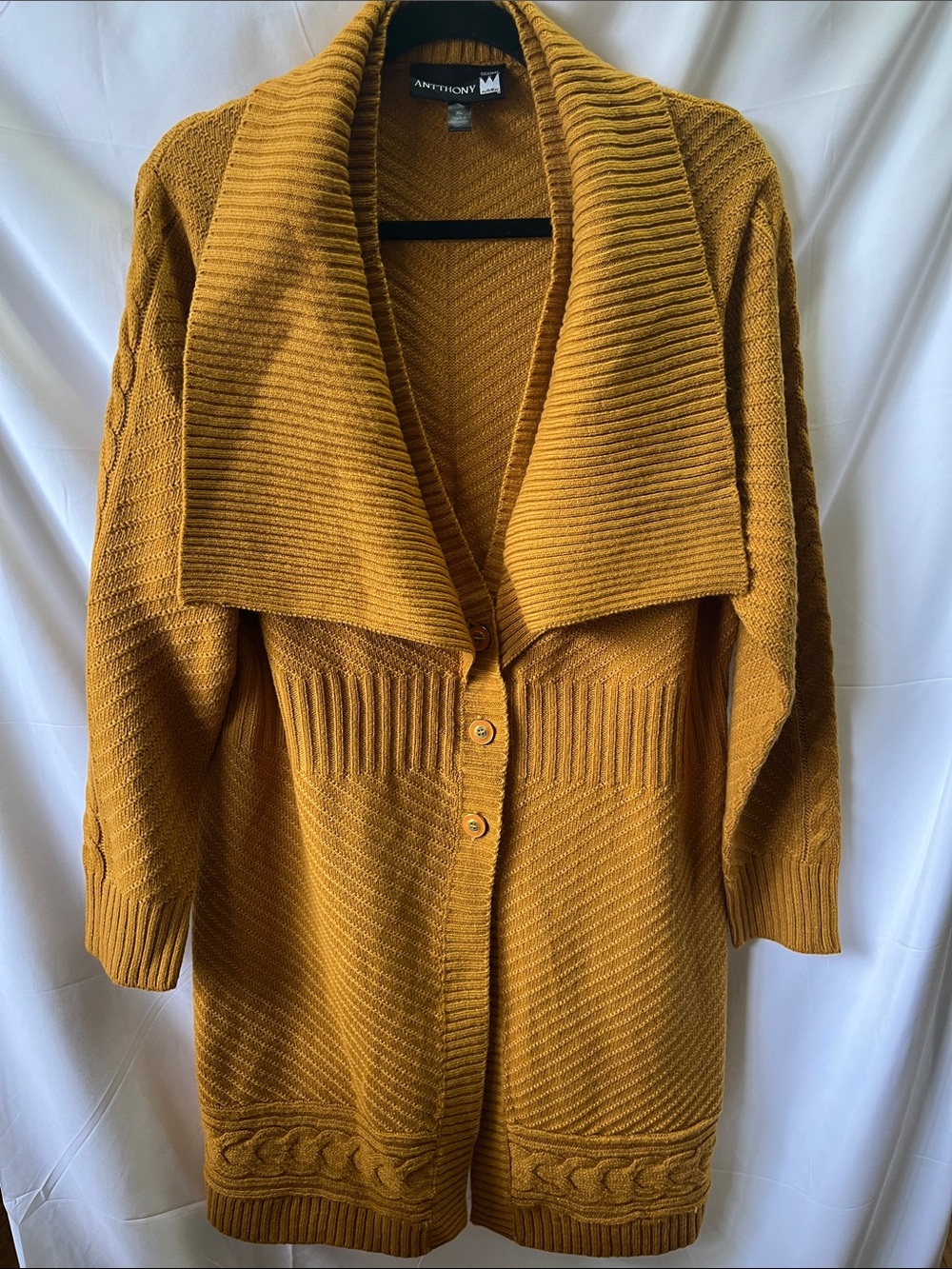 Antthony Mustard Shawl-Collar Button Cardigan
